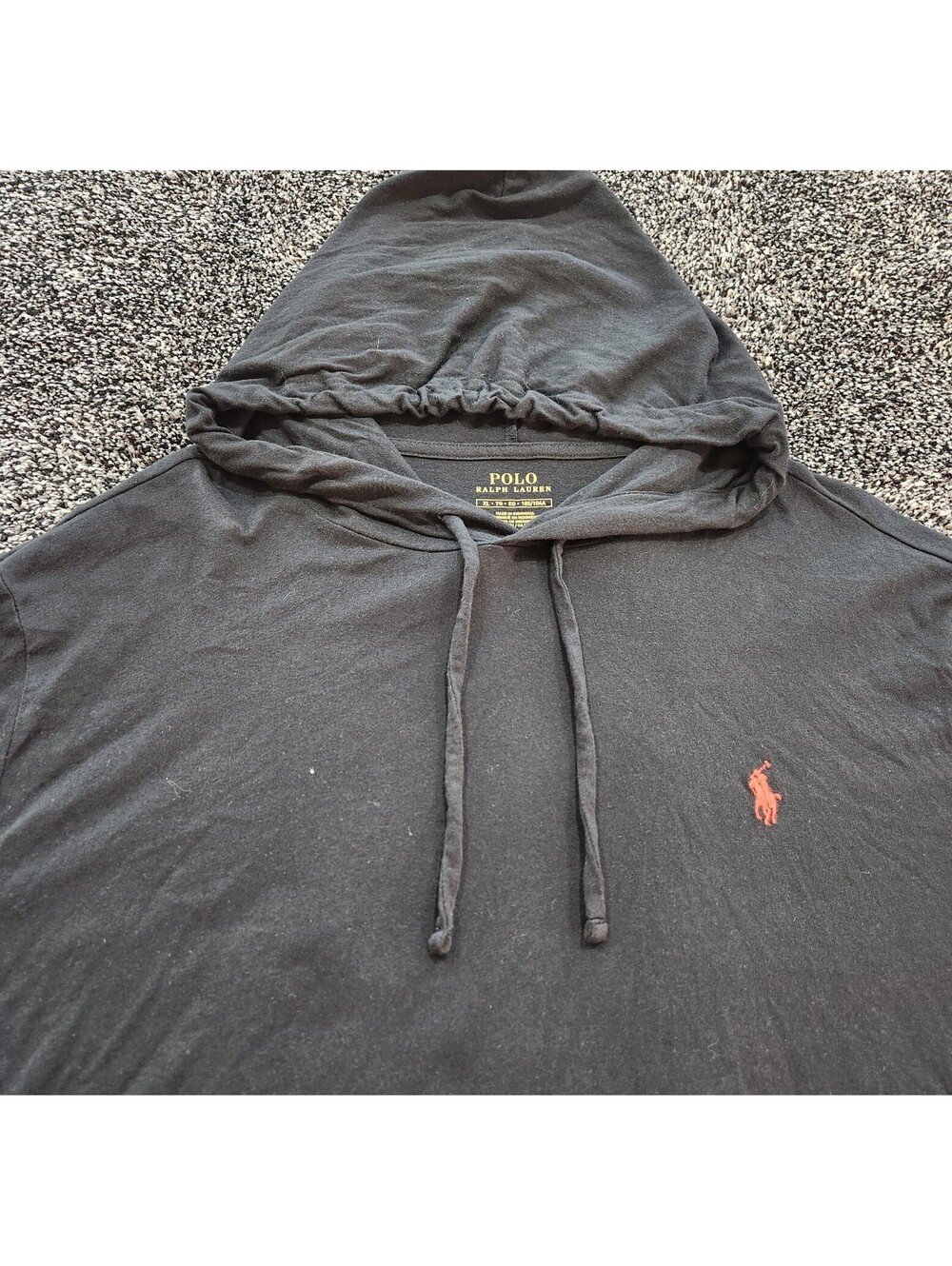 Polo Ralph Lauren Men's Pull over Hoodie T-Shirt Long Sleeve Black Red Pony XL - Picture 2 of 12